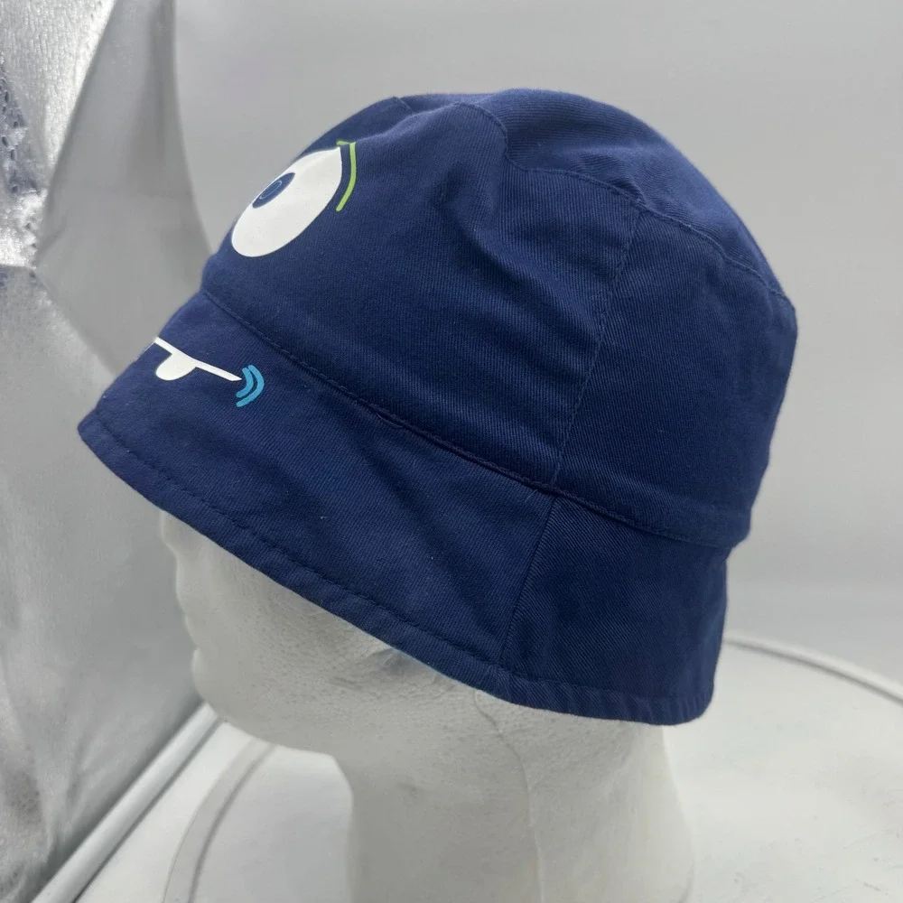 Toddler Kids Navy Blue Monster Face Bucket Hat Cotton Twill Sun Hat One Size